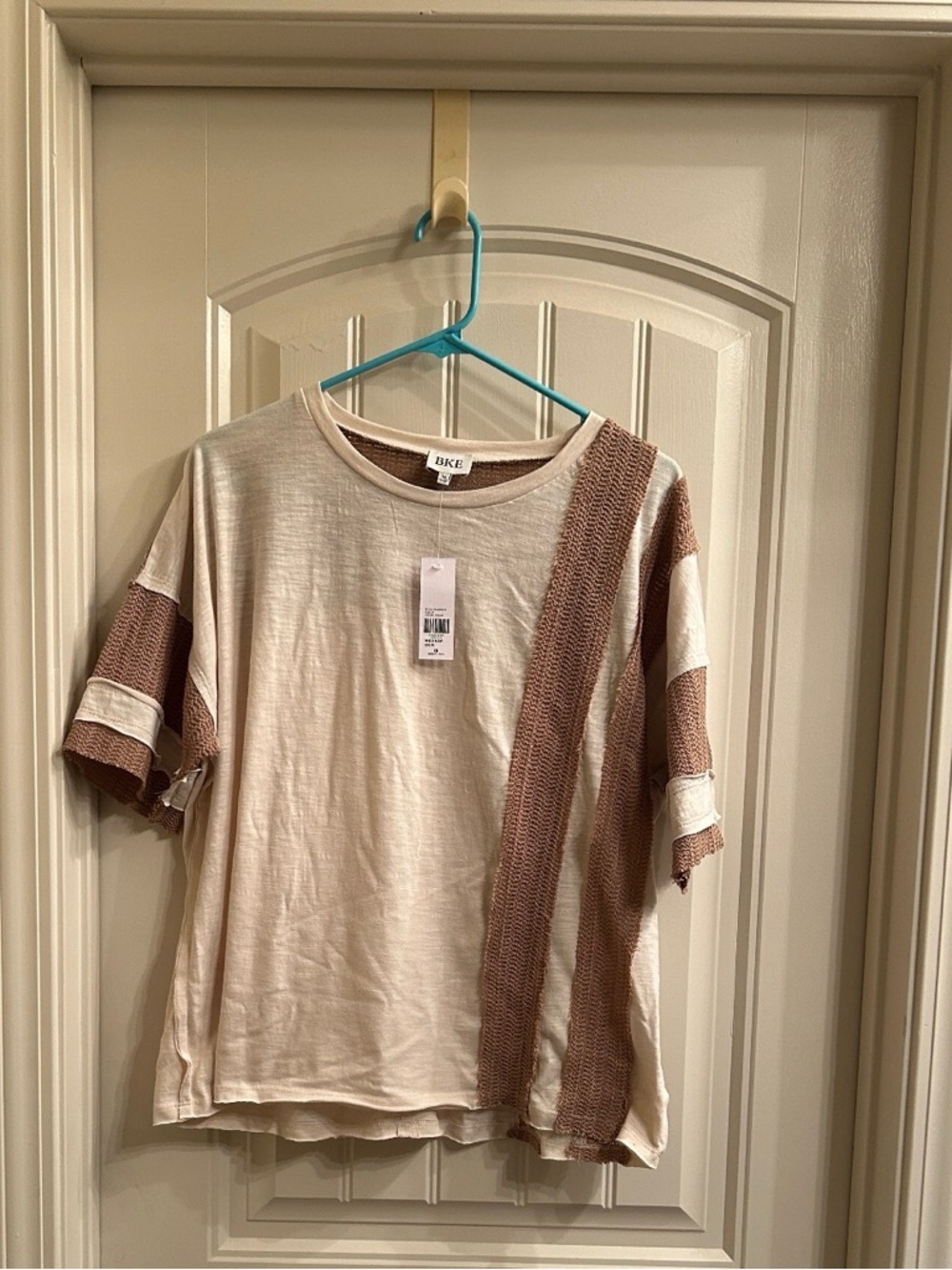 BKE Cream Short-Sleeve Slub Knit Tee